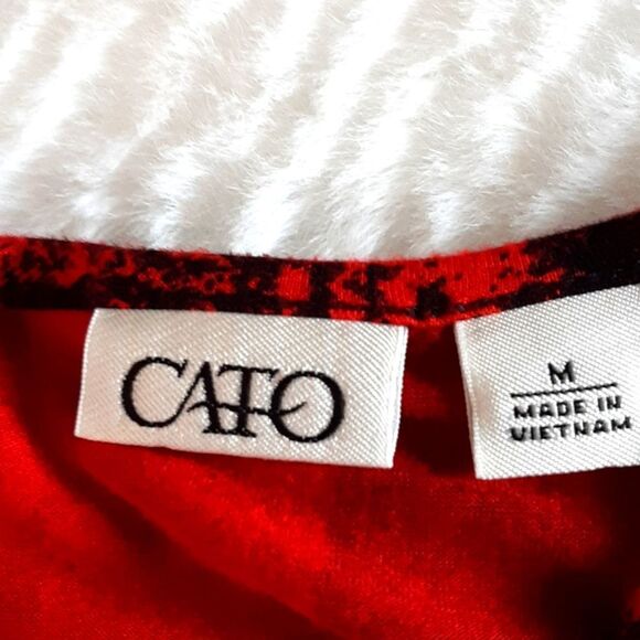 Cato  Womans Red  Black Print Long SleeveTop M - Picture 5 of 9